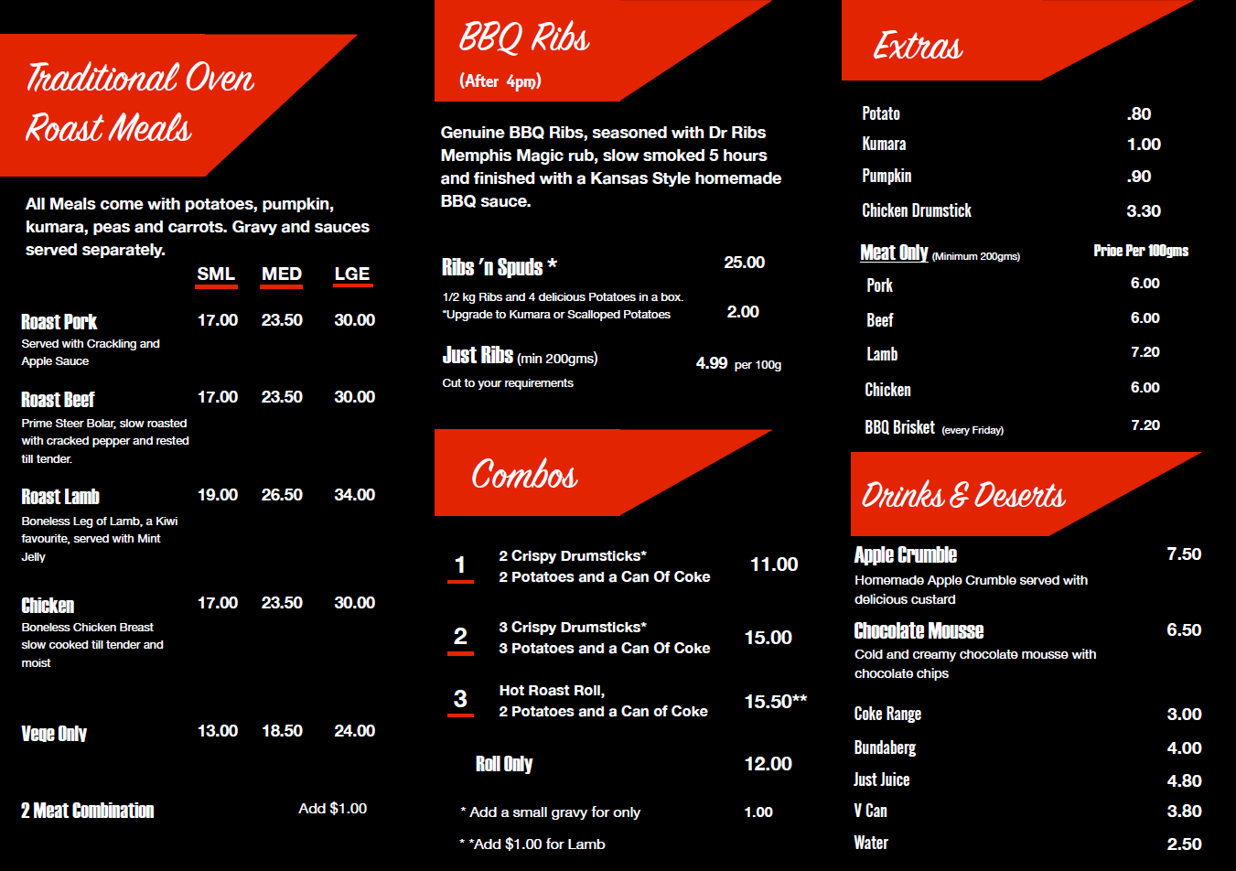 2025 Rib 'n Roast Menu